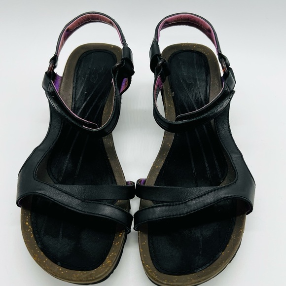 Teva Women’s Cabrillo Crossover Wedge Black Leather Sandals Size 9 - Picture 6 of 12